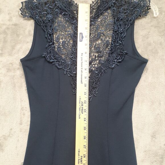 Lulu's Bodycon Lace Top Open Back Navy Blue Size Small Elegant Cocktail Dress - Picture 11 of 13
